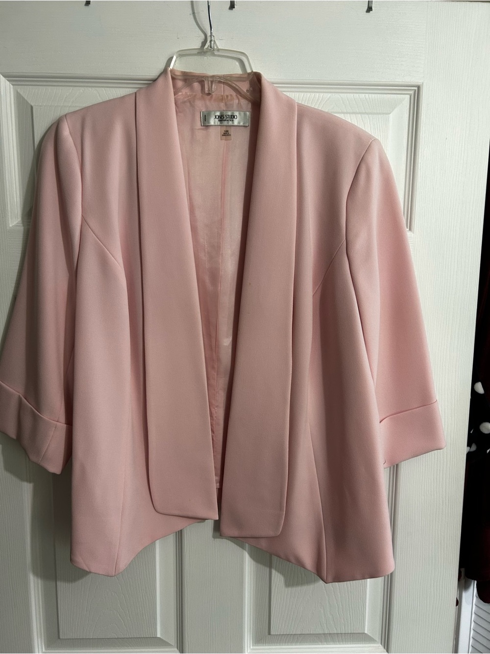 Jones Studio Soft Pink Cropped Open-Front Blazer